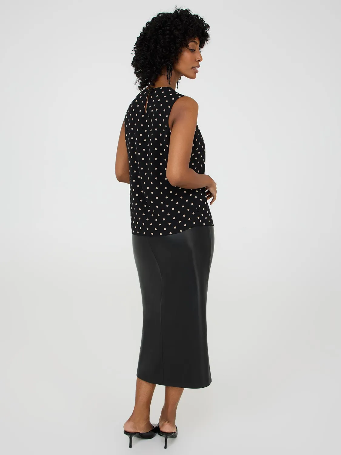 Dot Print Sleeveless Chiffon Top minimalist mood