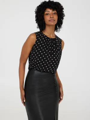 Dot Print Sleeveless Chiffon Top subtle elegance