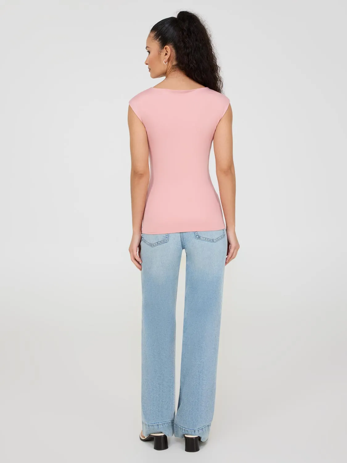 Double Layer Boat Neck Sleeveless Top clean lines