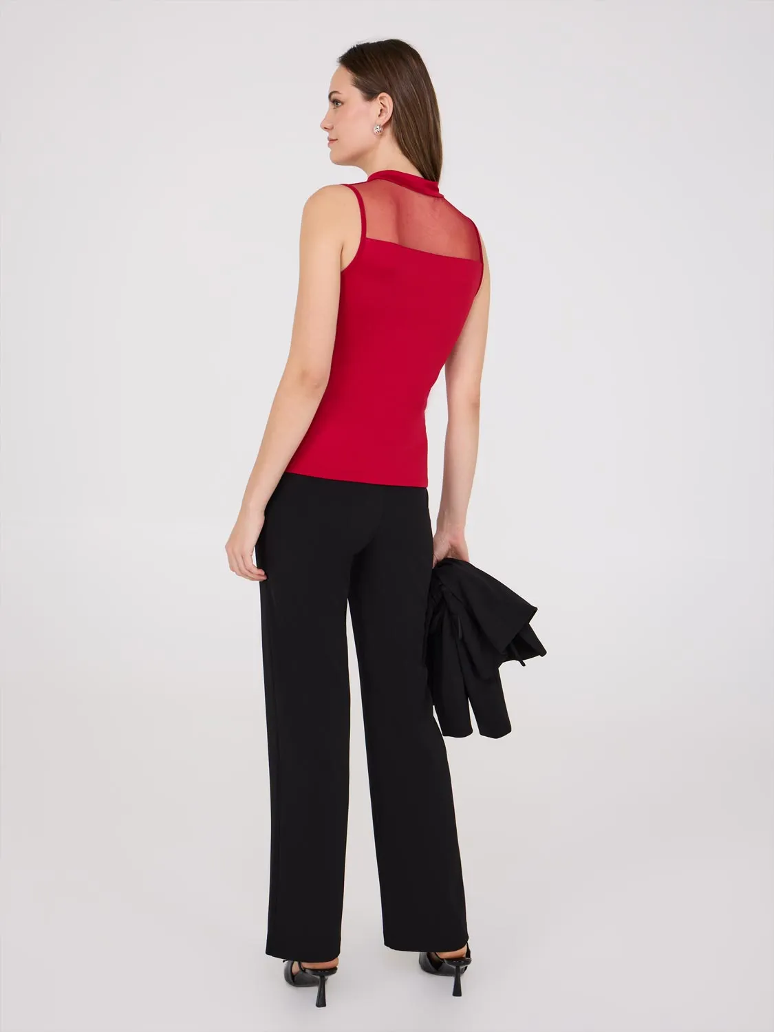 Double Layer Mesh Yoke Top effortless pairing