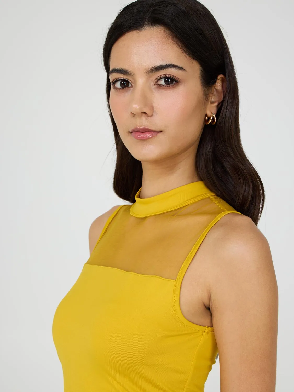 Double Layer Mesh Yoke Top everyday ease