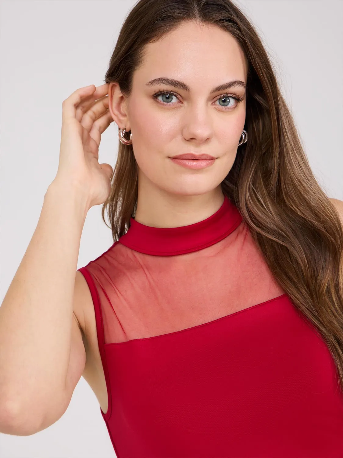 Double Layer Mesh Yoke Top neutral mood