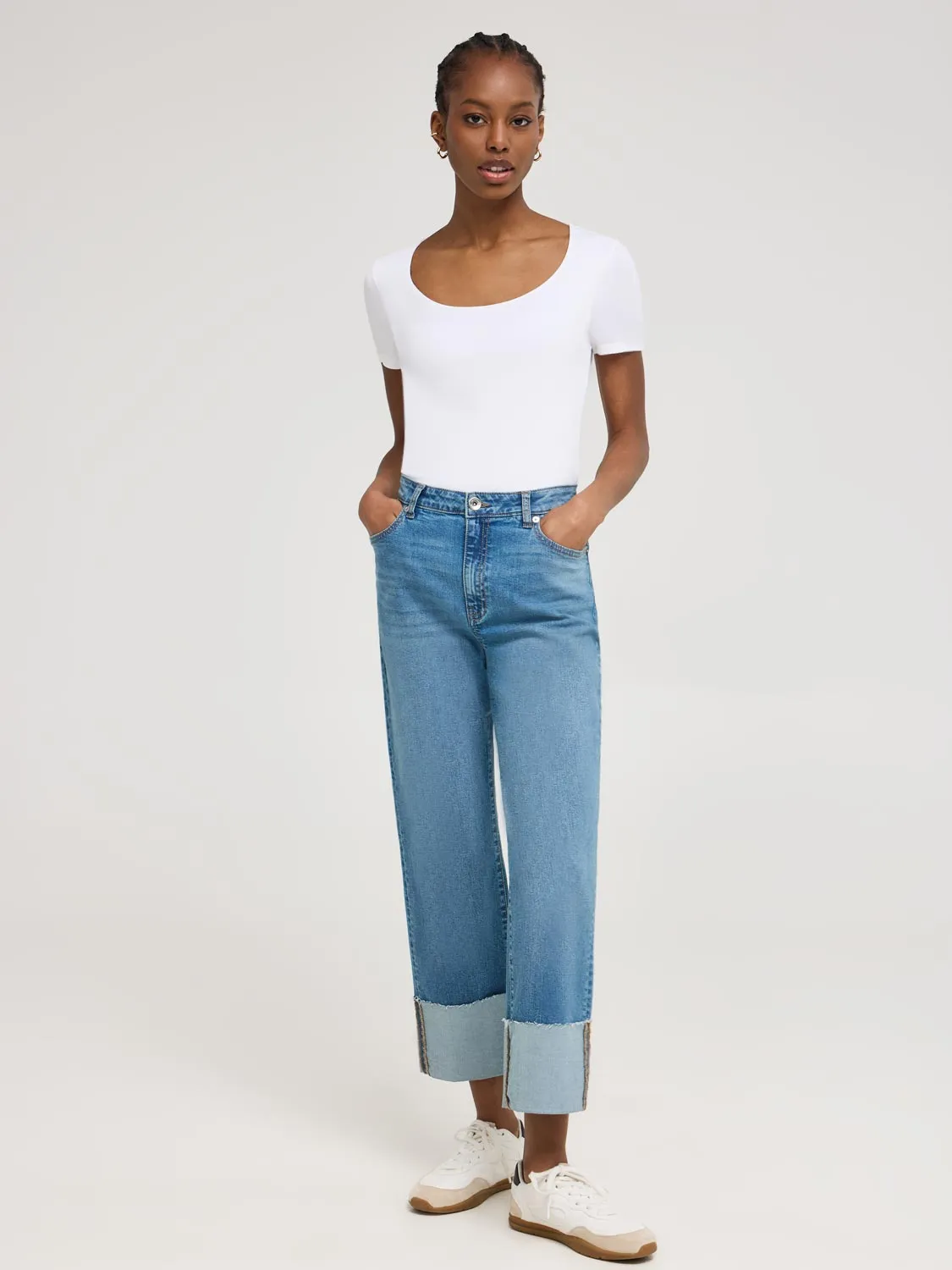 Double Layer Scoop Neck T-Shirt Style Sense