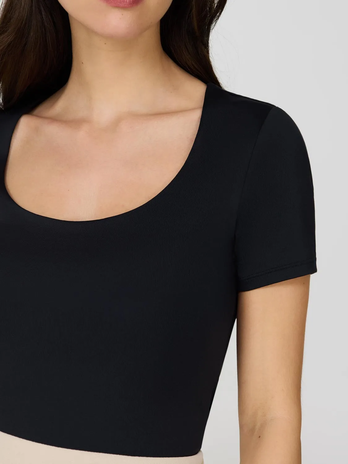 Double Layer Scoop Neck T-Shirt Movie Vibes