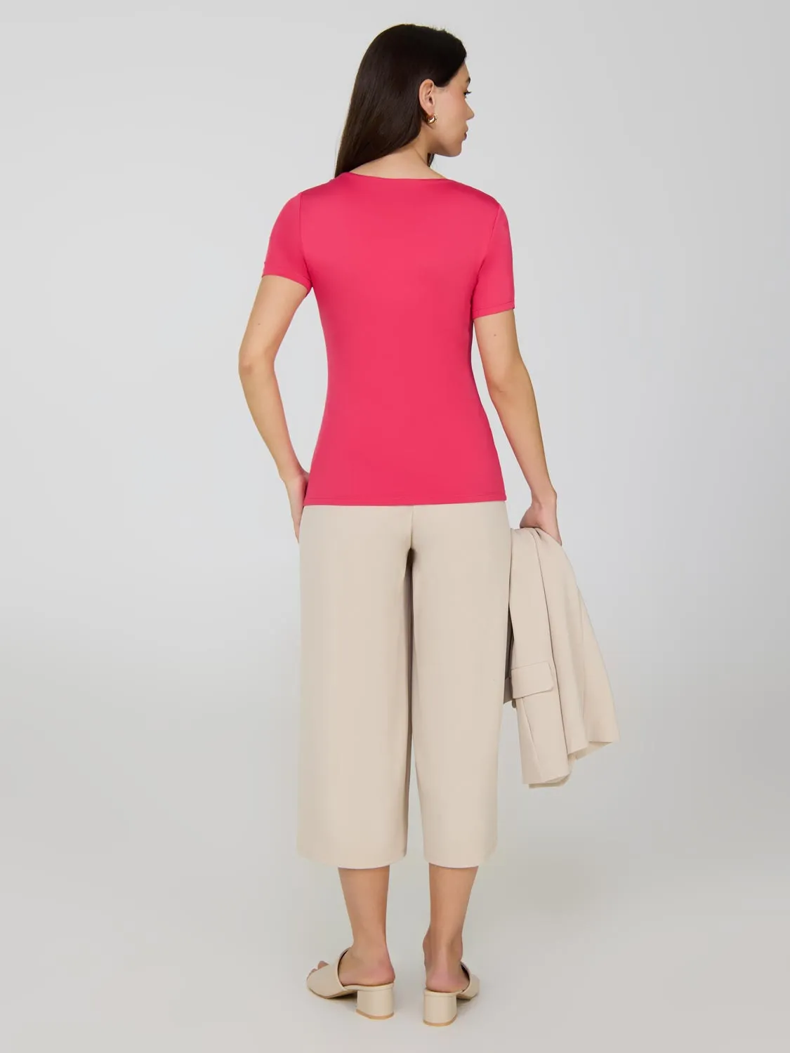 Double Layer Scoop Neck T-Shirt Weekend Mood