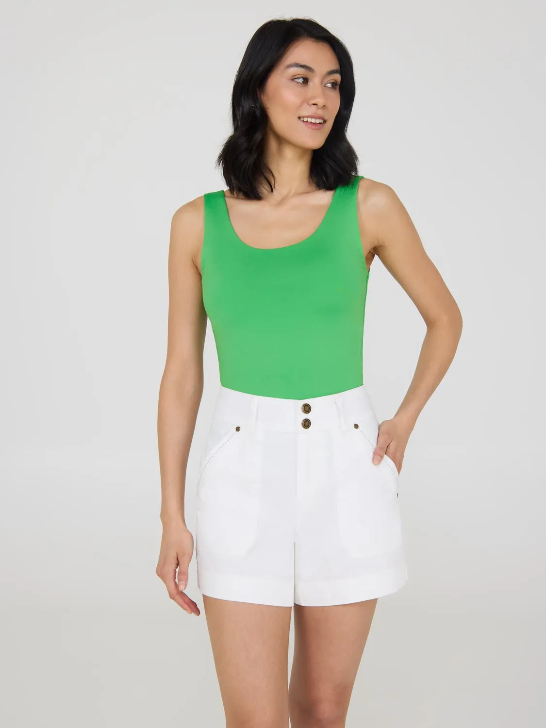 Double Layer Scoop Neck Tank Top chill vibe