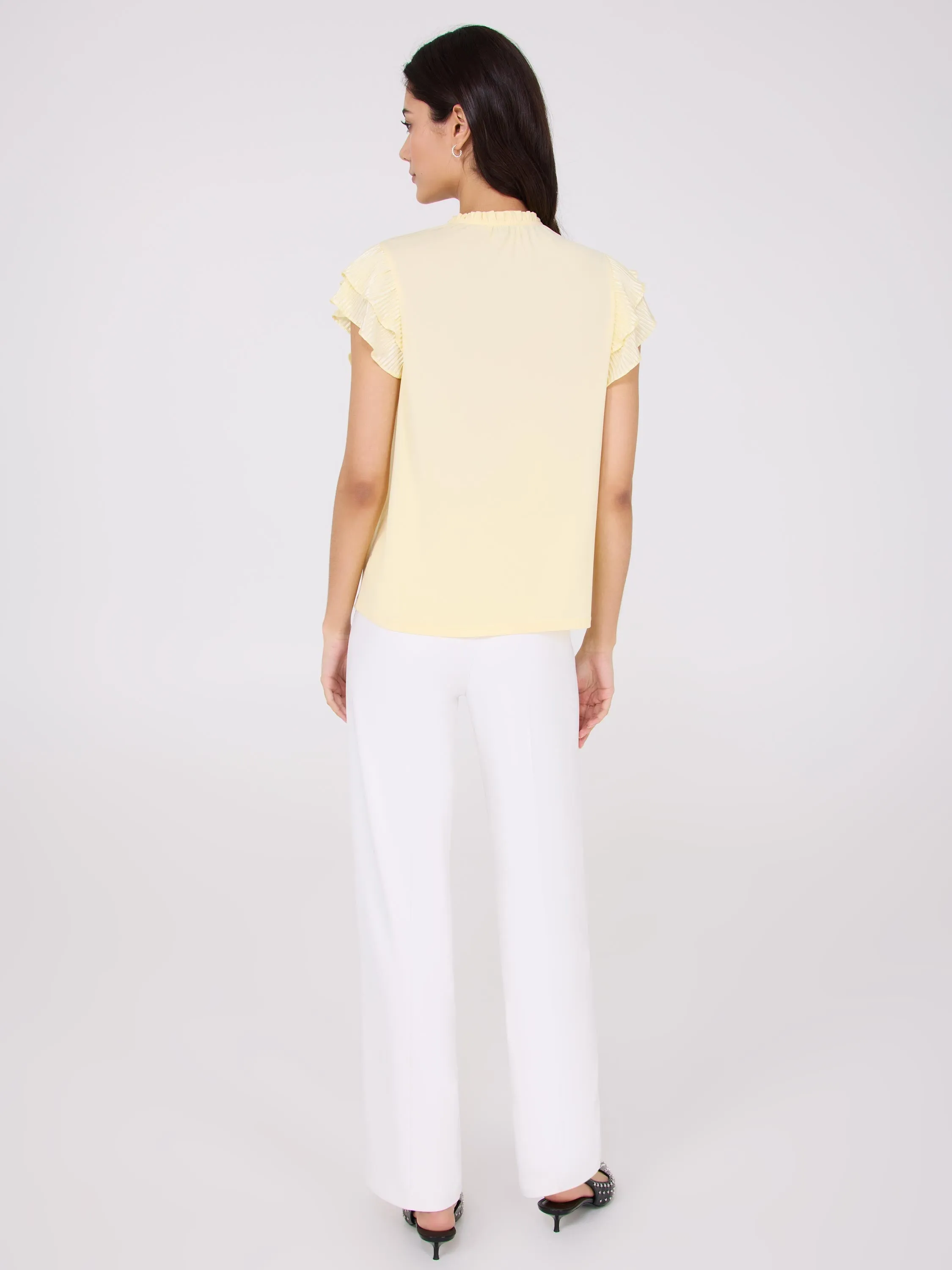 Double Ruffle Sleeve Top With Front Keyhole Winter Base
