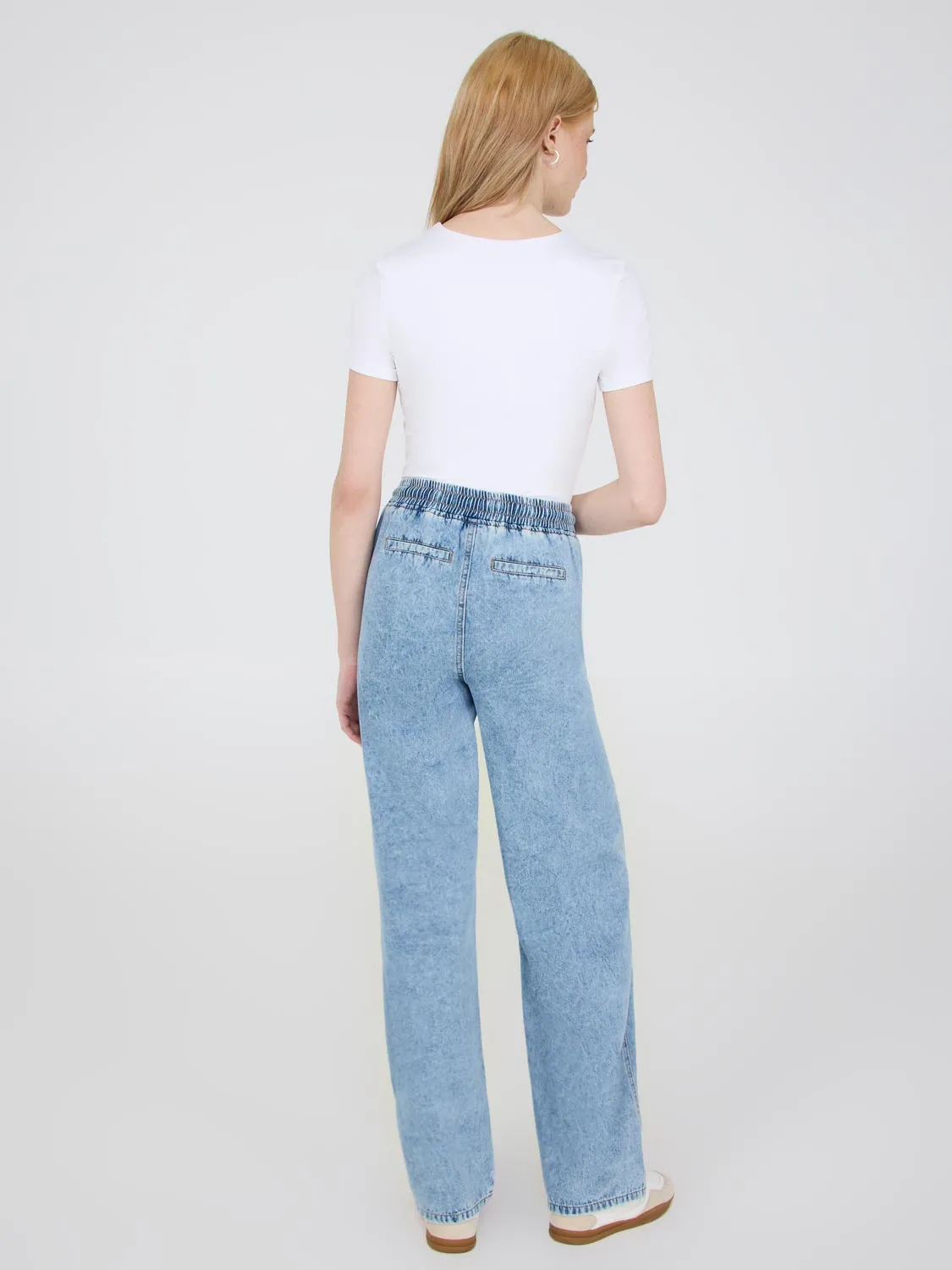 Drawstring Wide-Leg Jeans simple ease