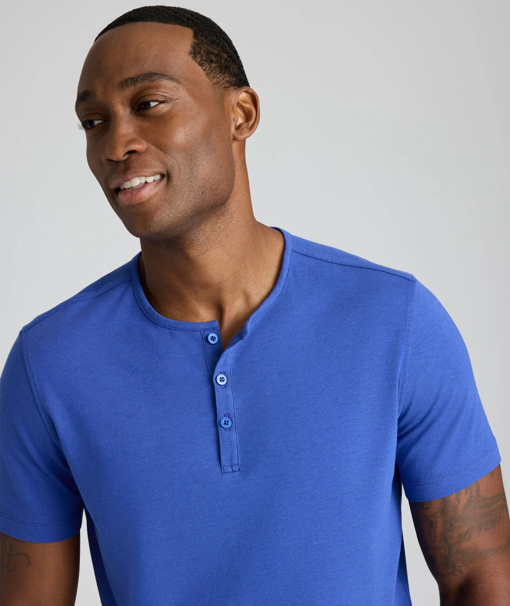 EcoSoft Short-Sleeve Henley yoga day