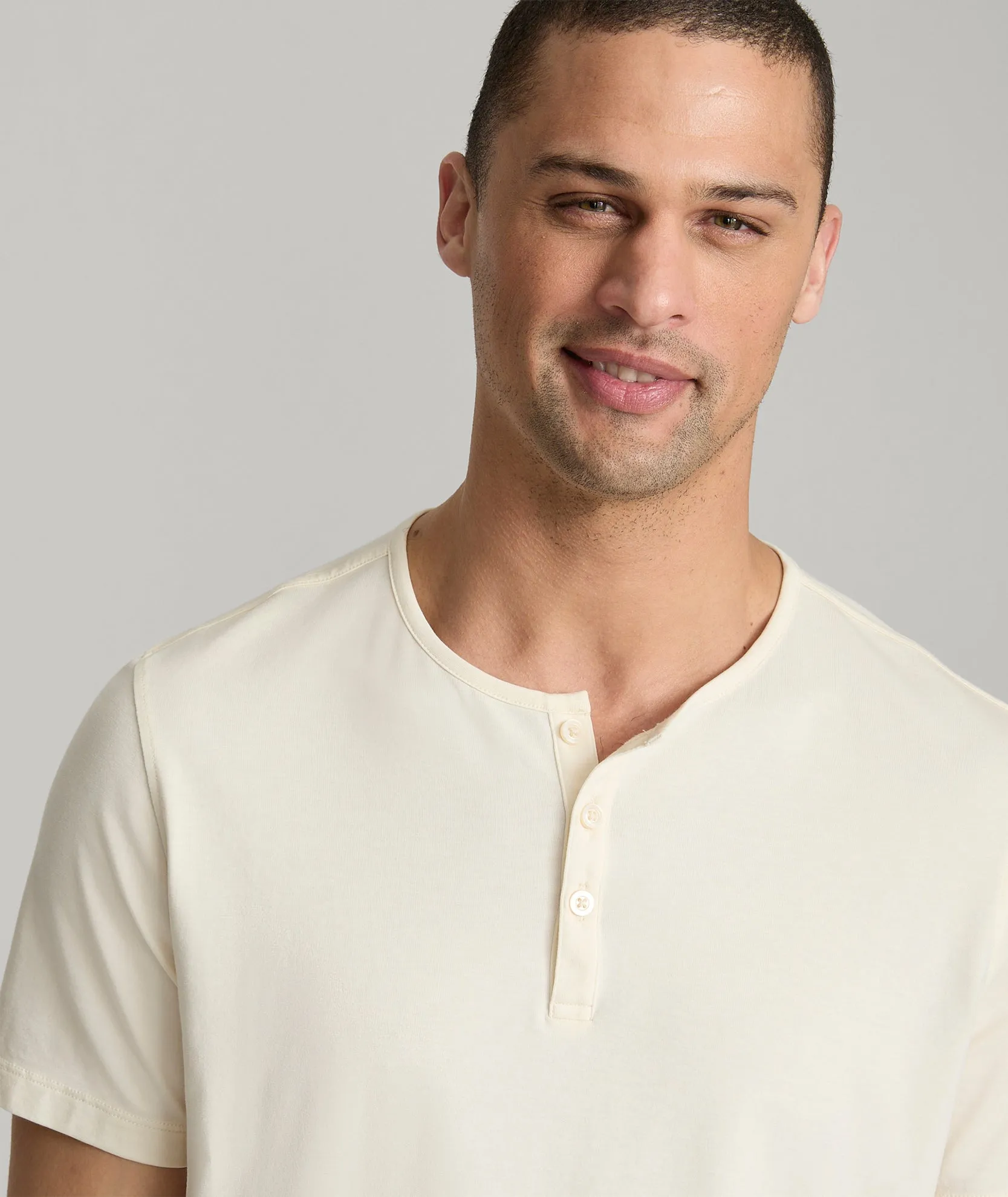 EcoSoft Short-Sleeve Henley dog mood