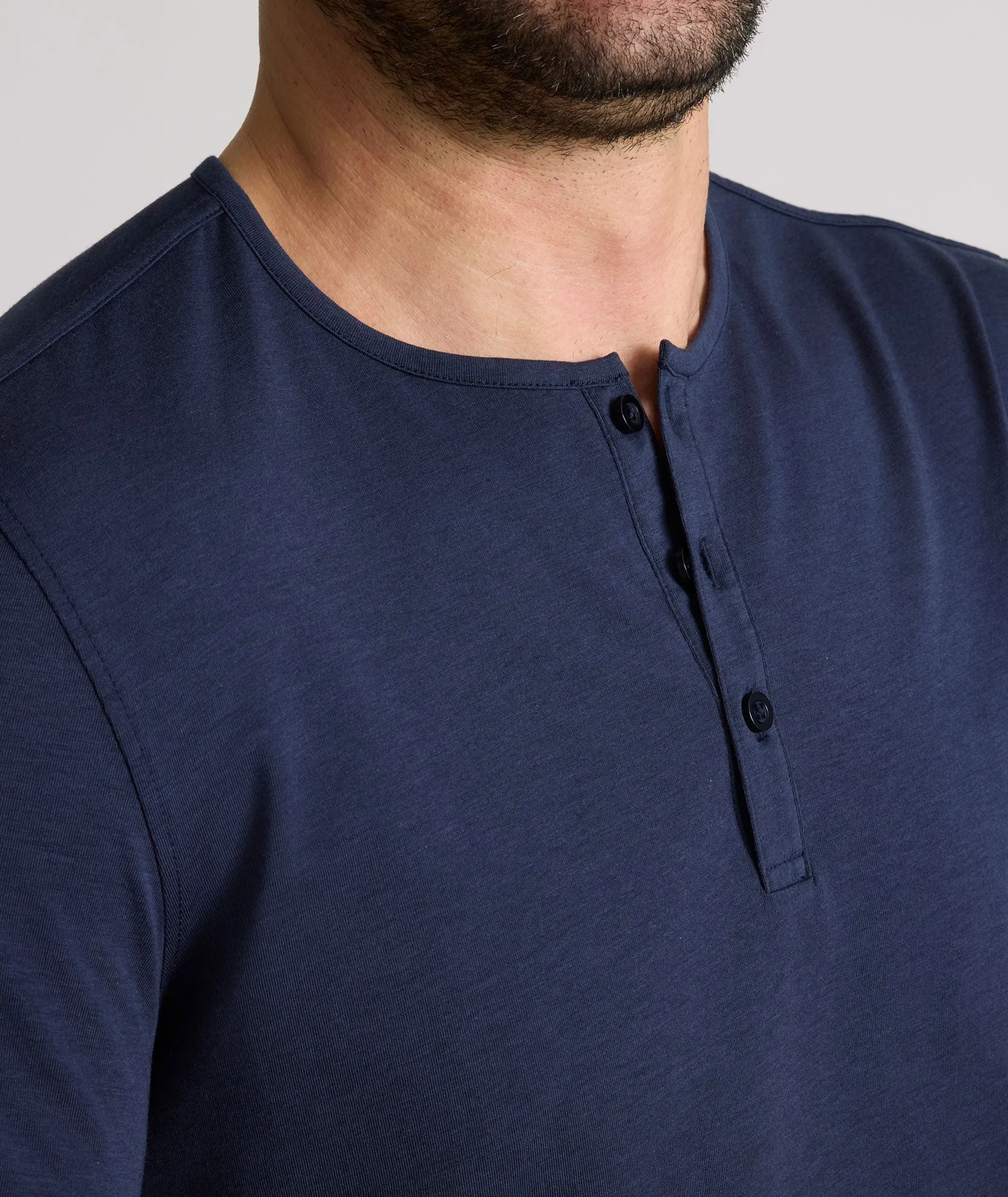 EcoSoft Short-Sleeve Henley cotton blend
