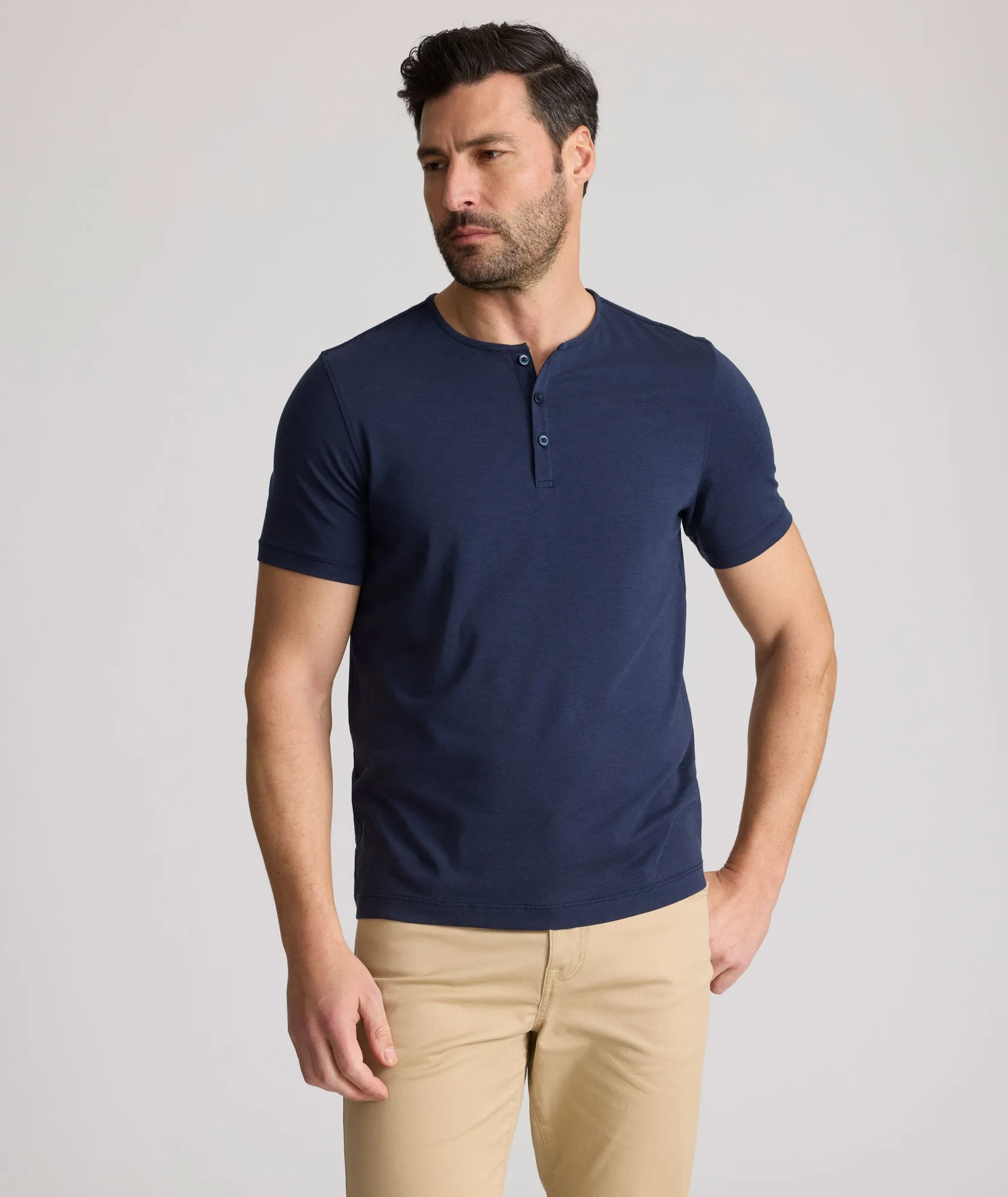 EcoSoft Short-Sleeve Henley daily wear