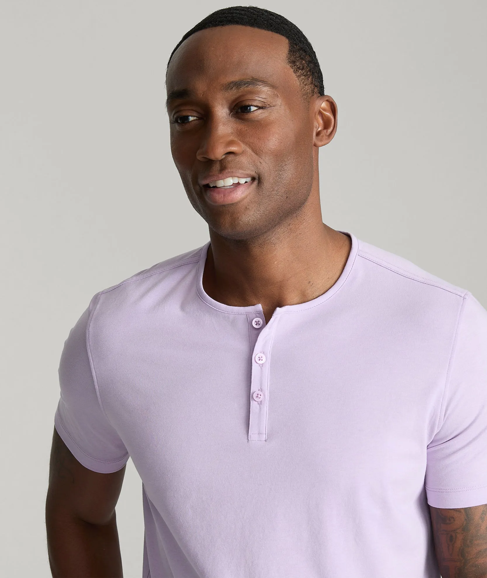 EcoSoft Short-Sleeve Henley texture cut