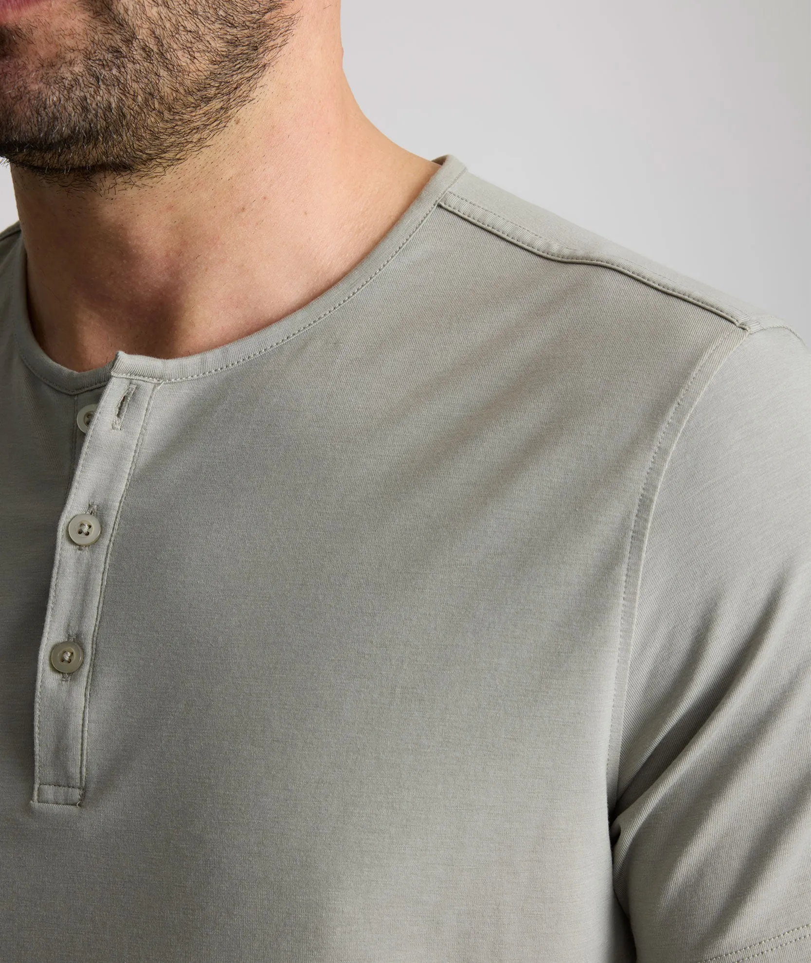EcoSoft Short-Sleeve Henley staple look