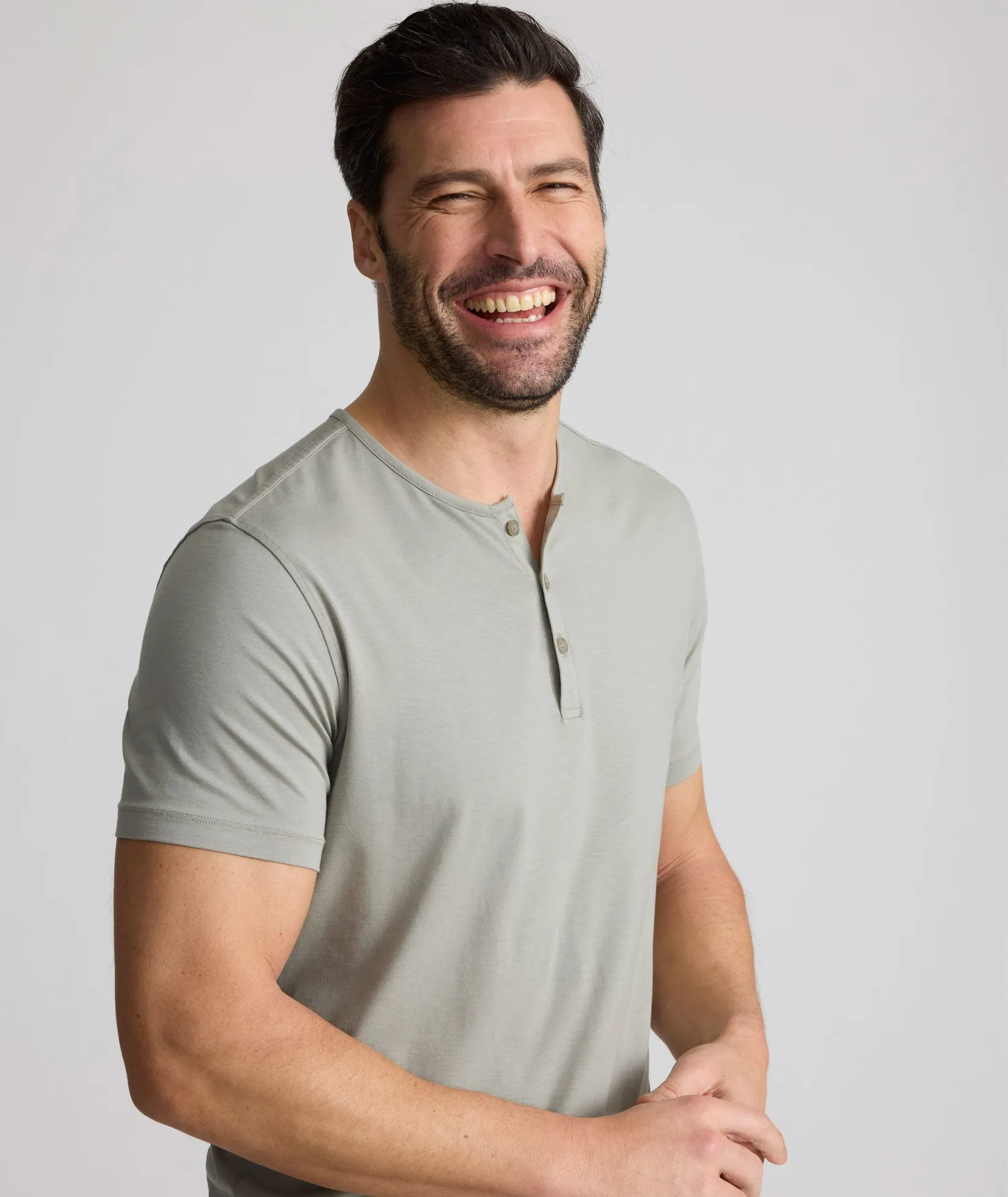 EcoSoft Short-Sleeve Henley modern cool