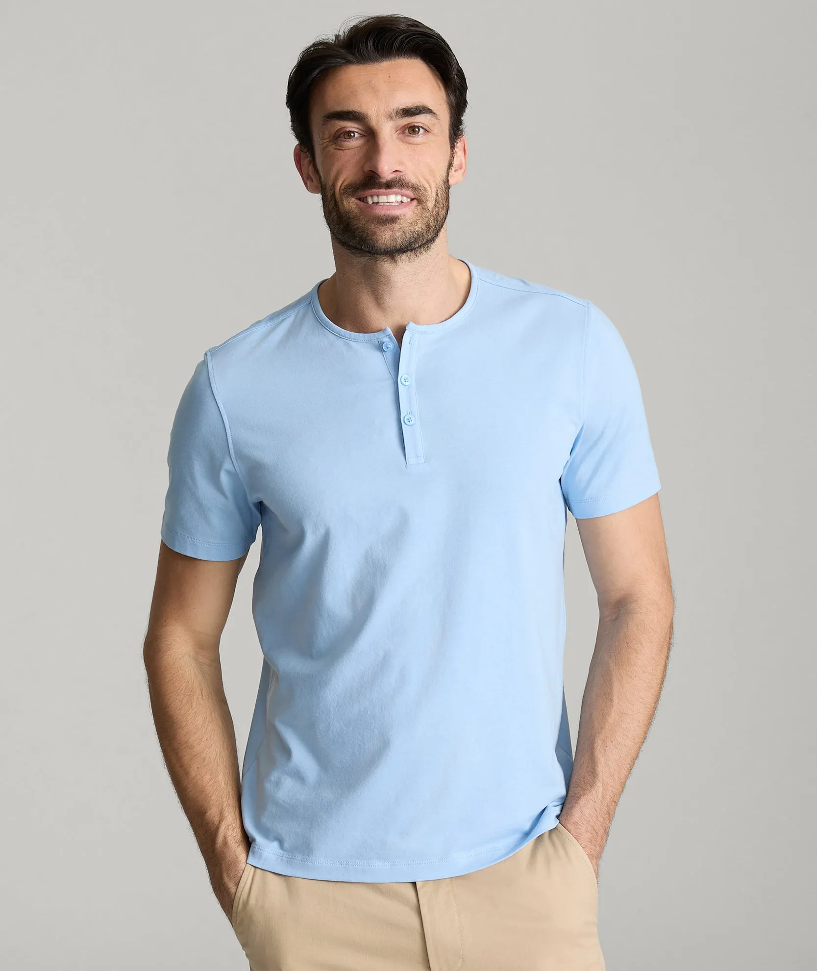 EcoSoft Short-Sleeve Henley cloud touch