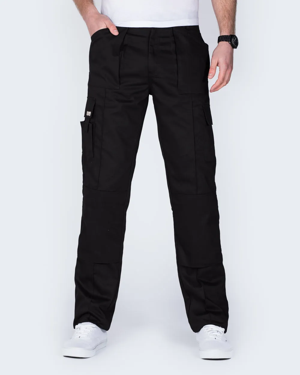Ed Baxter Multi Pocket Tall Workwear Trousers (black) urban practicality