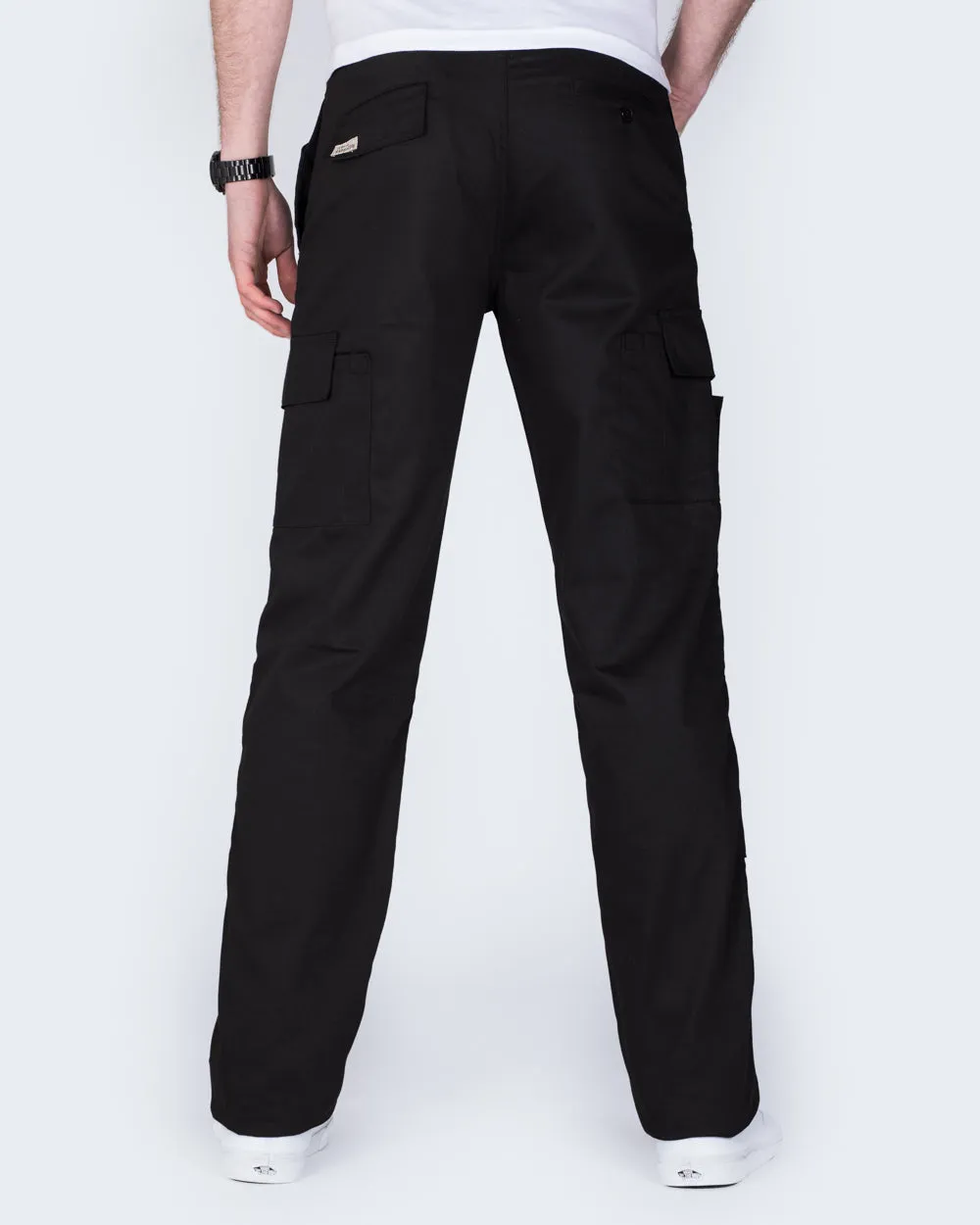 Ed Baxter Multi Pocket Tall Workwear Trousers (black) casual chic