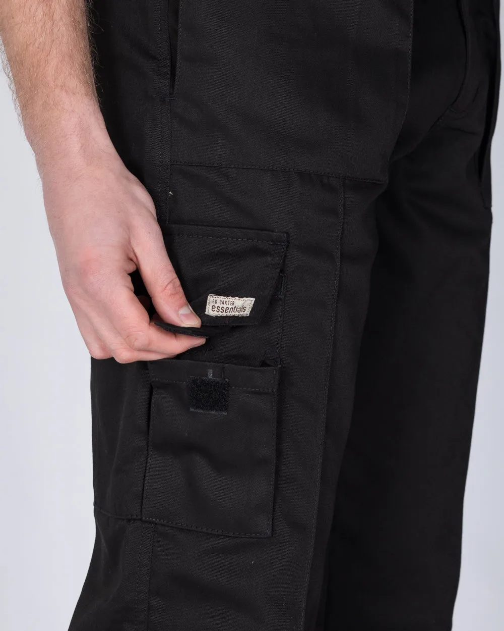 Ed Baxter Multi Pocket Tall Workwear Trousers (black) casual chic