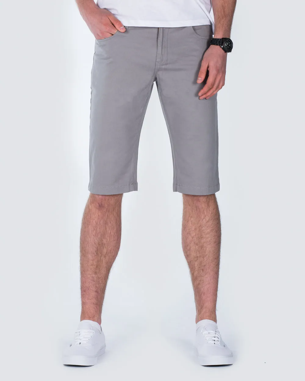 Ed Baxter Slim Fit Stretch Chino Shorts (grey) easy match