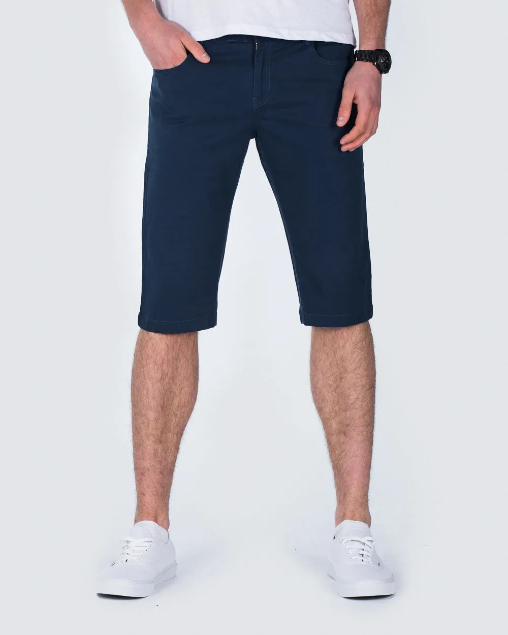Ed Baxter Slim Fit Stretch Chino Shorts (navy) trendy style