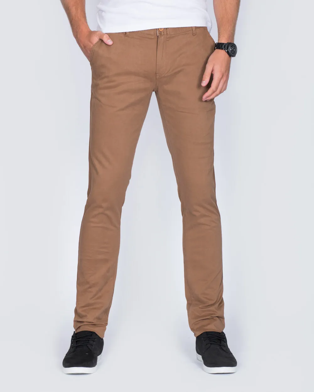 Ed Baxter Slim Fit Tall Chinos (bronze) comfort wear