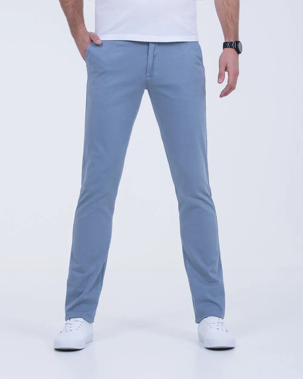 Ed Baxter Slim Fit Tall Garment-Dyed Chinos (storm blue) cool touch