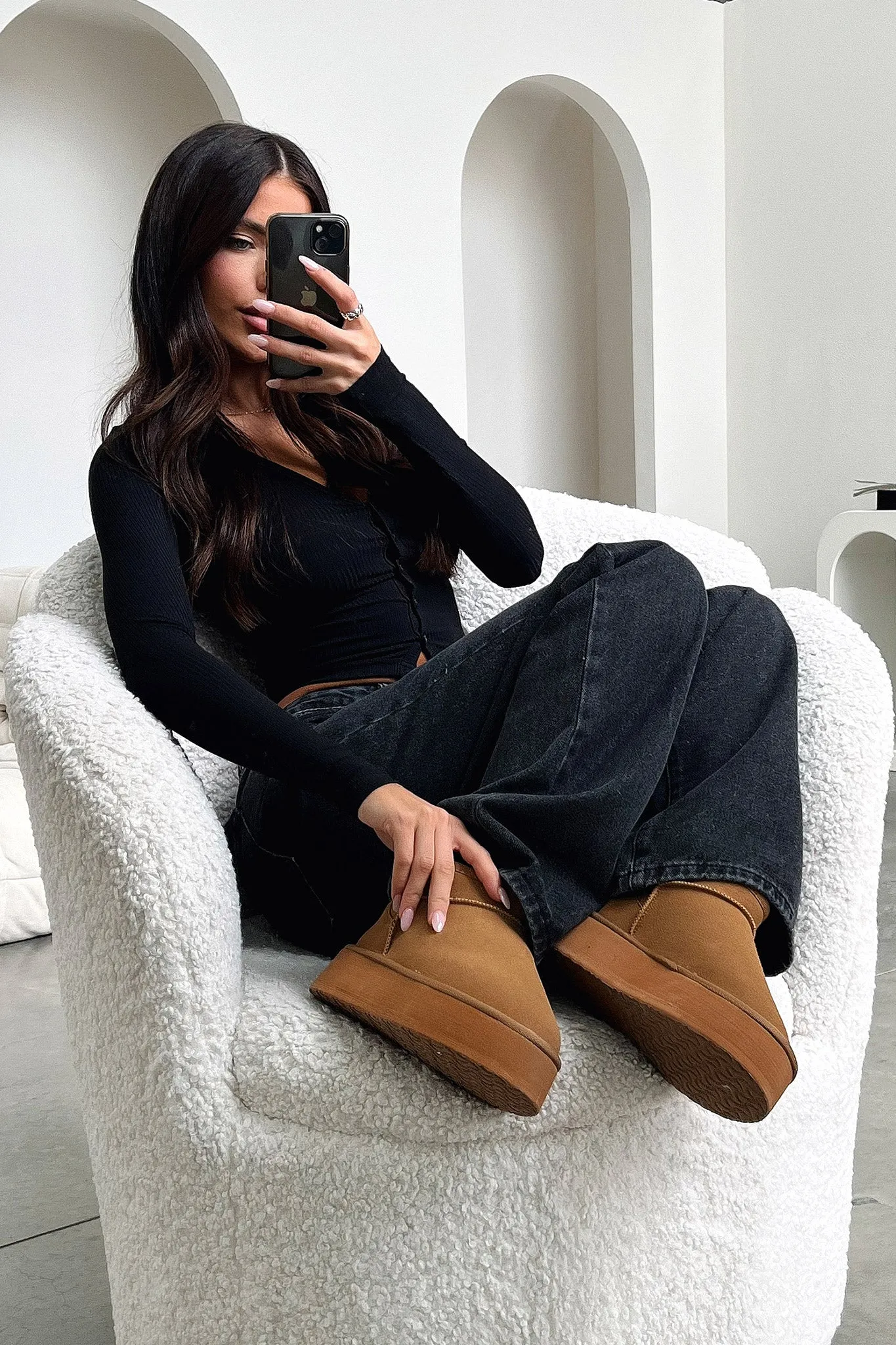 Eesha Platform Boots - Chestnut soft sole