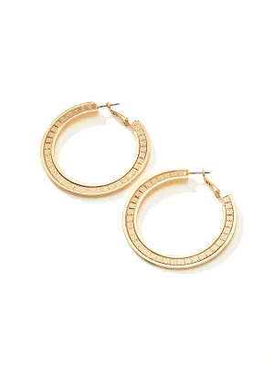 Engraved Flat Hoop Earrings frame style