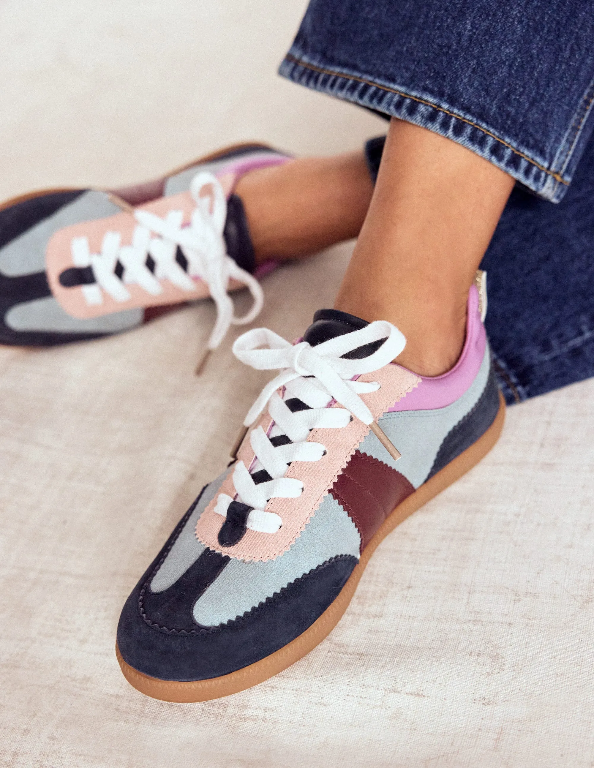 Erin Retro Tennis Trainers-Cord Colourblock light ride