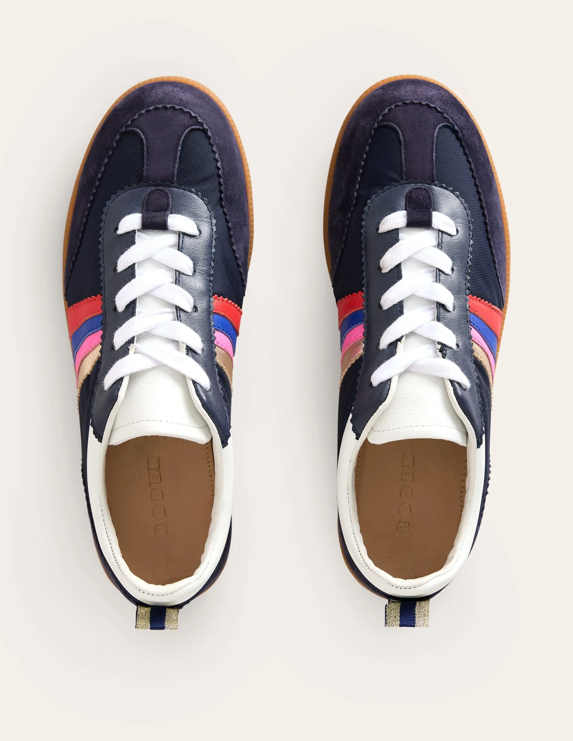 Erin Retro Tennis Trainers-Navy/Rainbow warm care