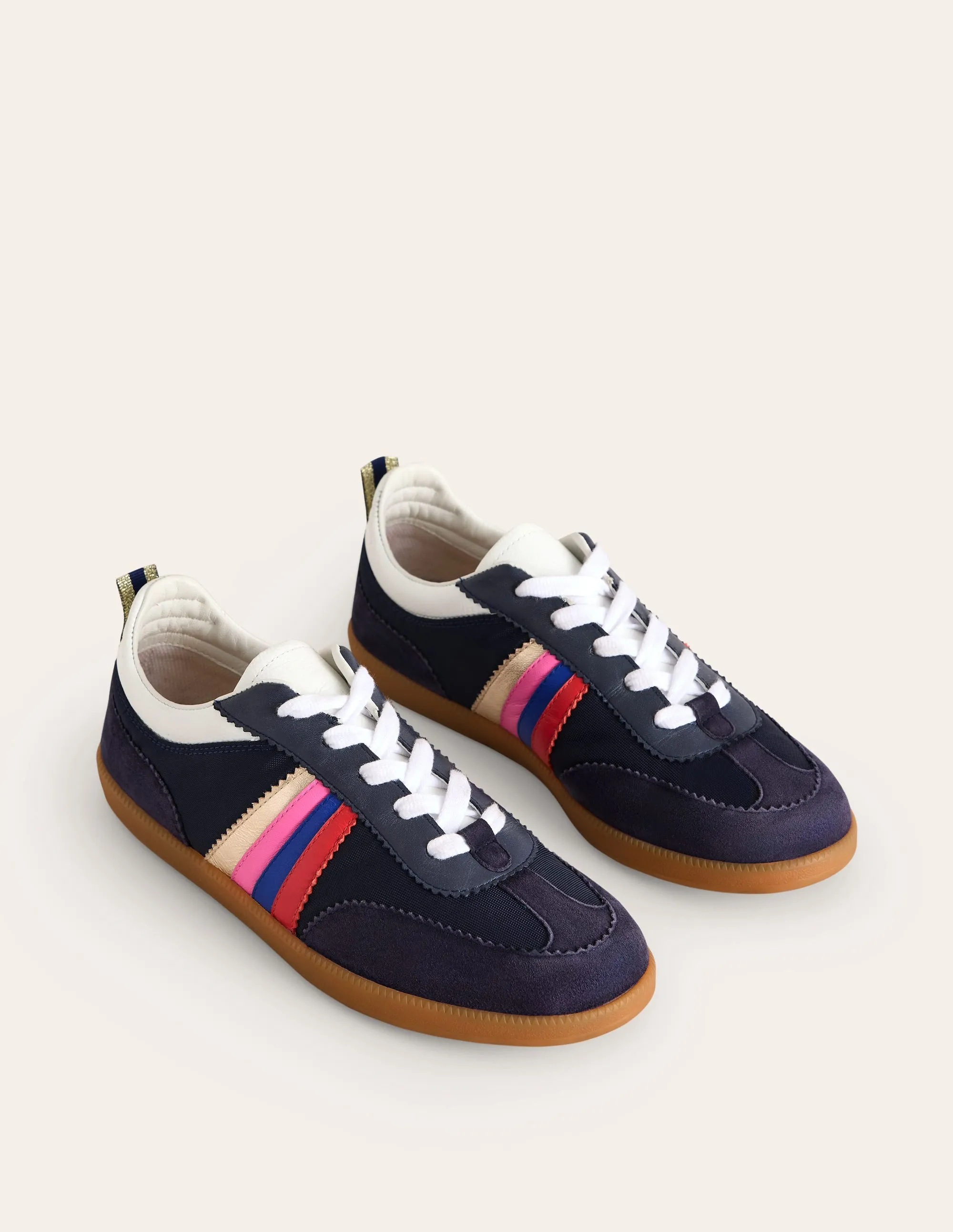 Erin Retro Tennis Trainers-Navy/Rainbow sun vibe