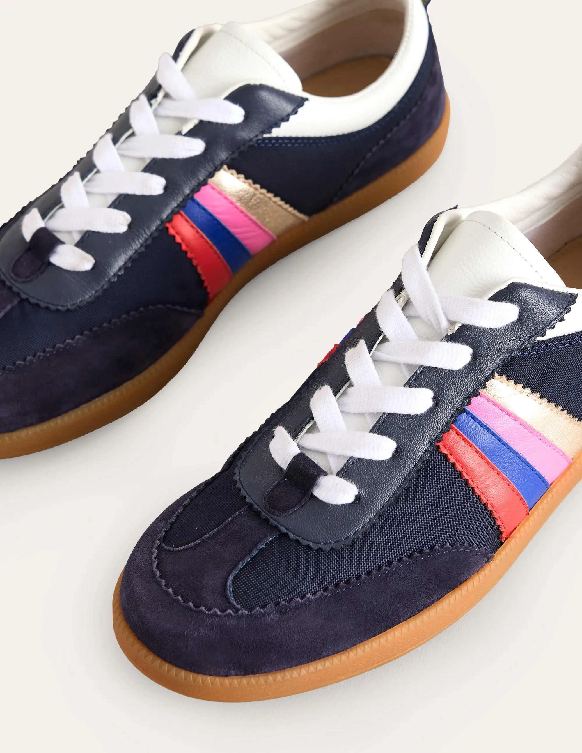 Erin Retro Tennis Trainers-Navy/Rainbow durable material