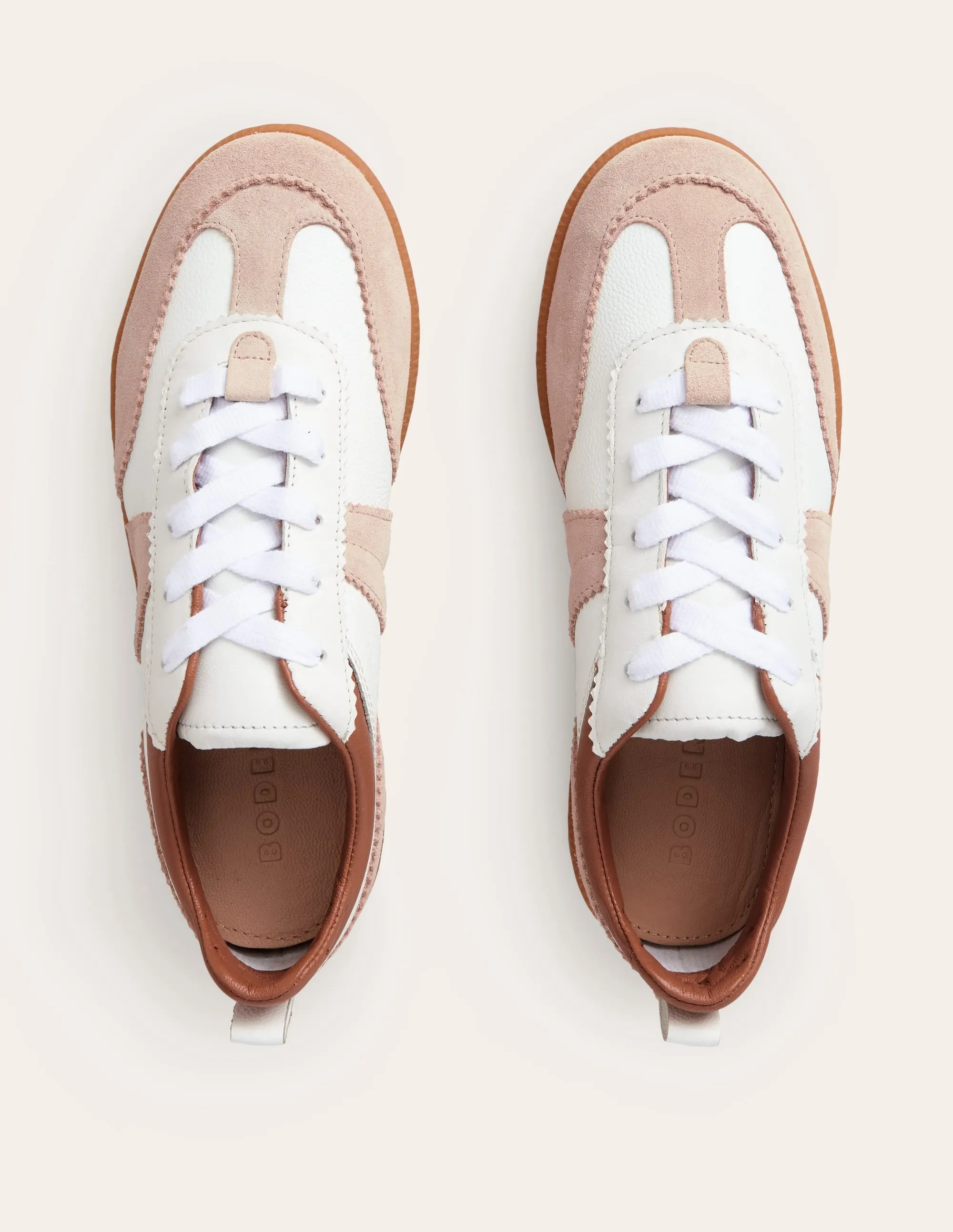 Erin Retro Tennis Trainers-White Mix grip boost