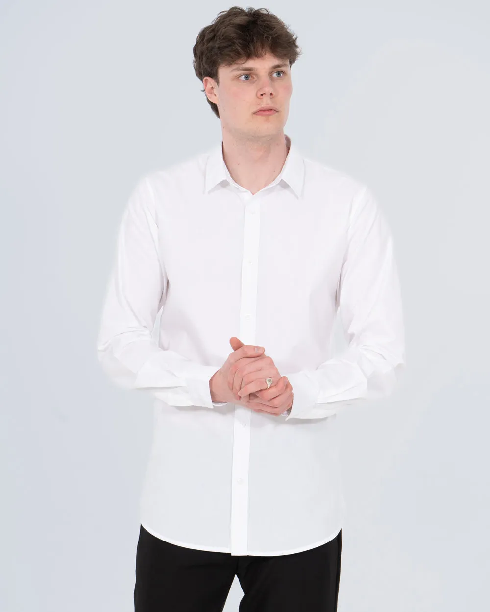 Essentalls Extra Tall Slim Fit Formal Shirt (white) Cool Layer