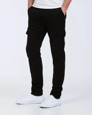 Essentalls Ray Tall Slim Fit Cargo Trousers (black) motion friendly