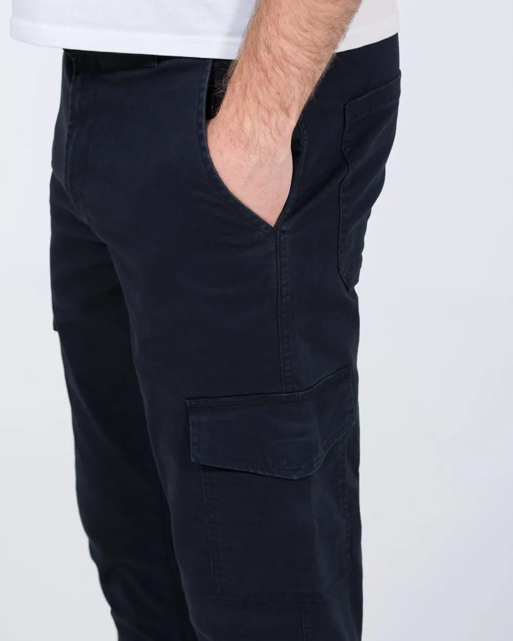 Essentalls Ray Tall Slim Fit Cargo Trousers (navy) utility belt