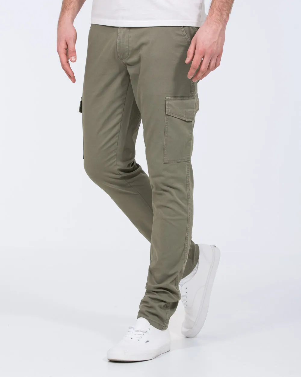 Essentalls Ray Tall Slim Fit Cargo Trousers (sage) hardcore style
