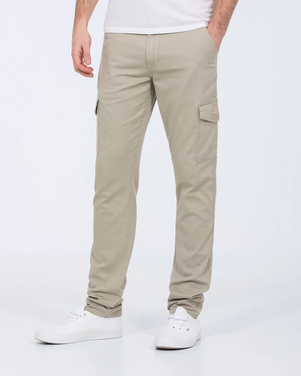 Essentalls Ray Tall Slim Fit Cargo Trousers (stone) cool texture