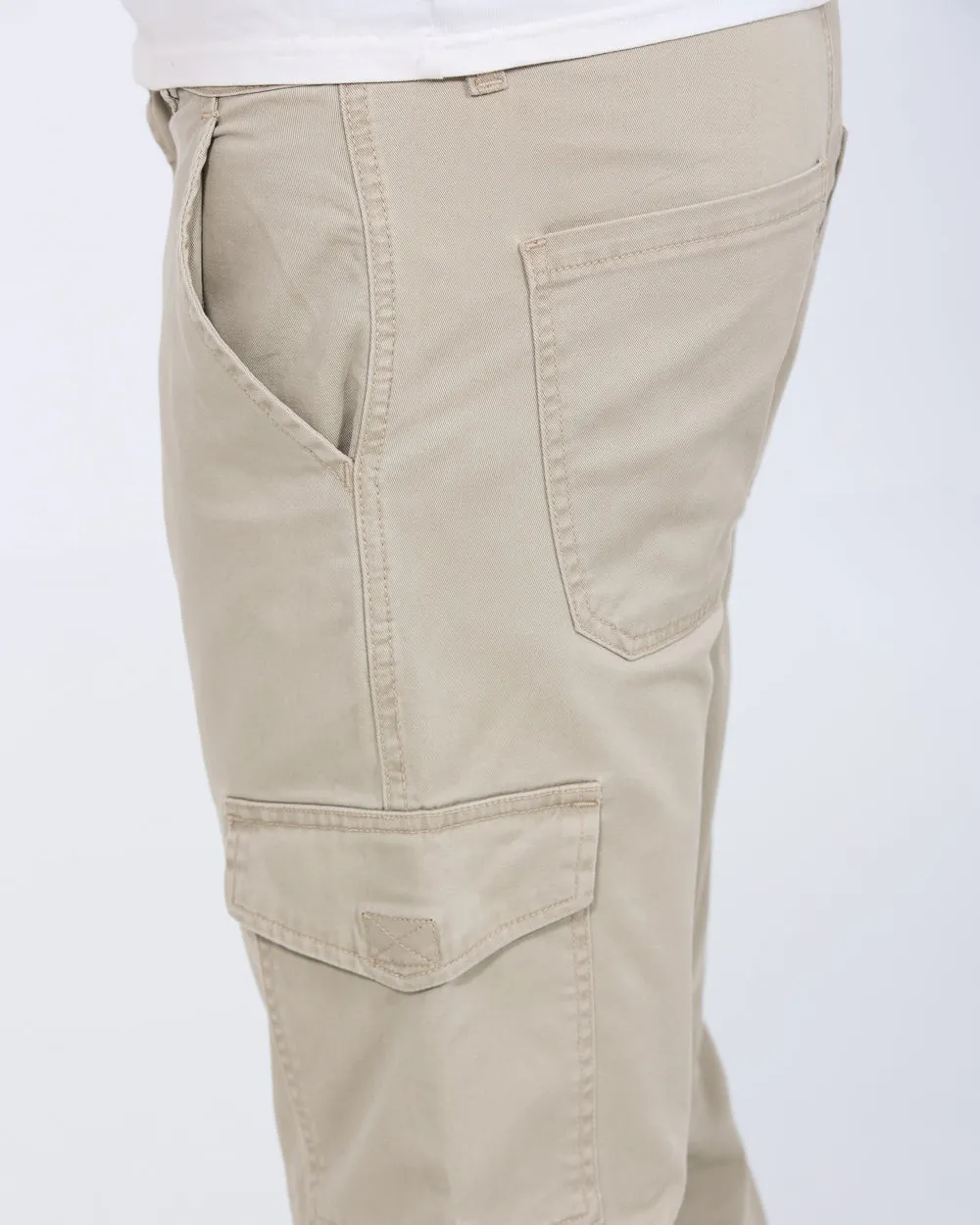 Essentalls Ray Tall Slim Fit Cargo Trousers (stone) urban utility