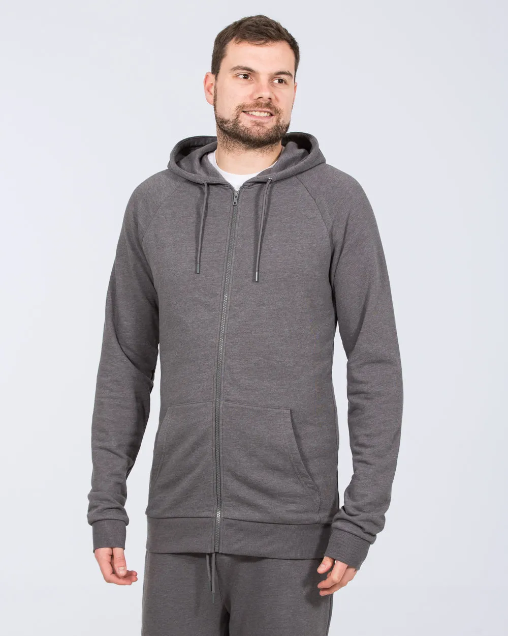 Essentalls Tall Zip Up Hoodie (charcoal) indoor ease