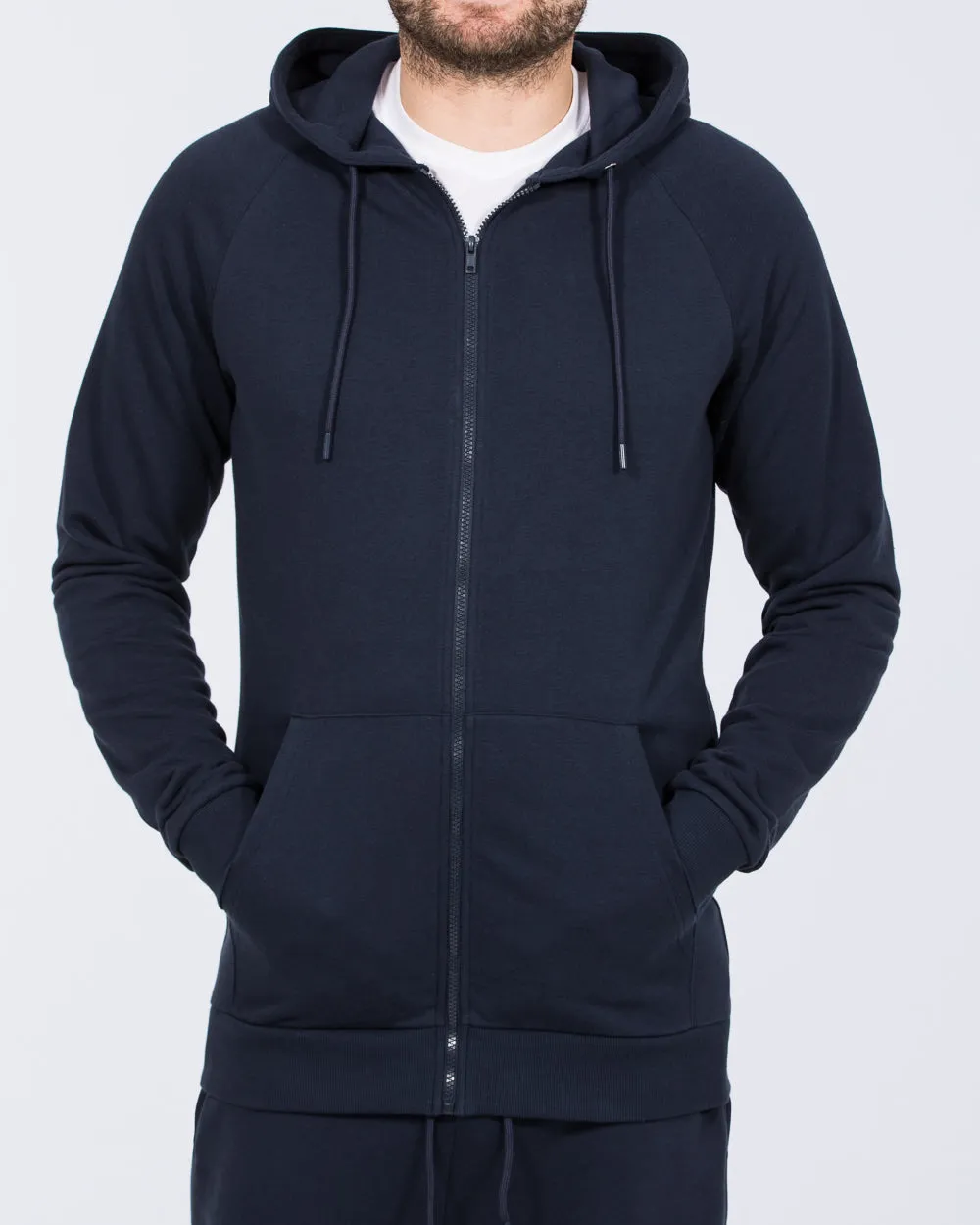 Essentalls Tall Zip Up Hoodie (navy) cozy layer