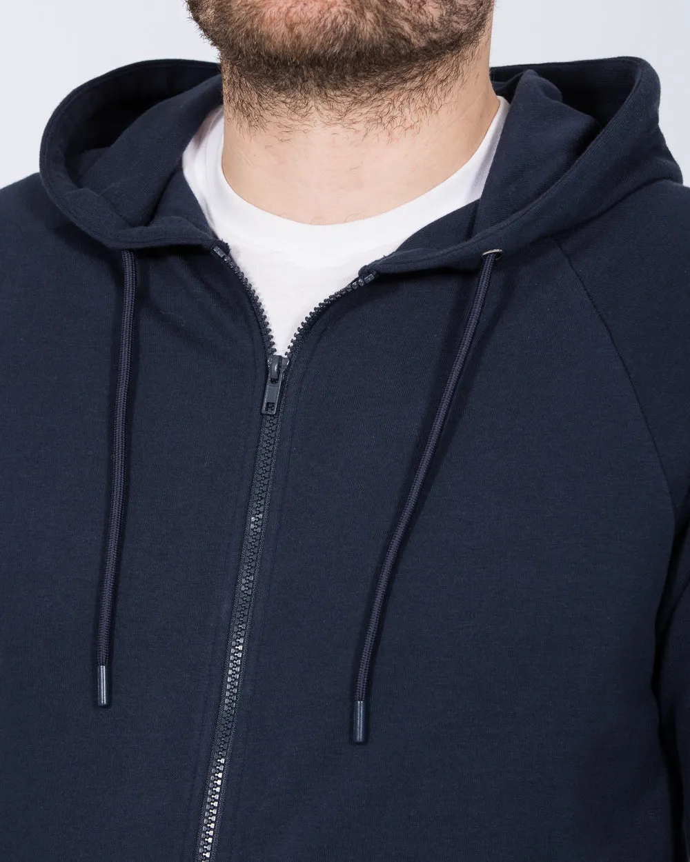 Essentalls Tall Zip Up Hoodie (navy) go anywhere