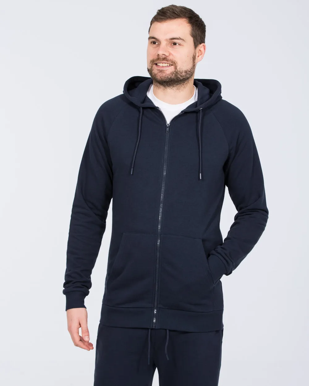 Essentalls Tall Zip Up Hoodie (navy) anytime fit