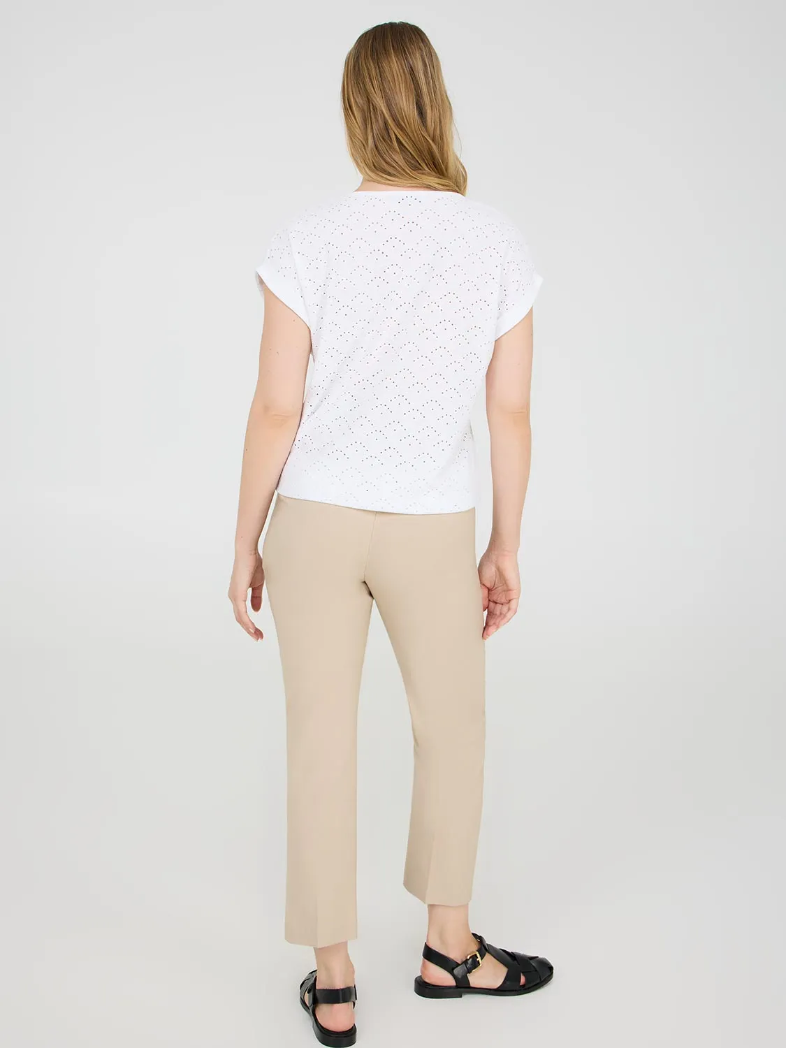 Eyelet Cuffed Dolman Sleeve T-Shirt Modern Fit