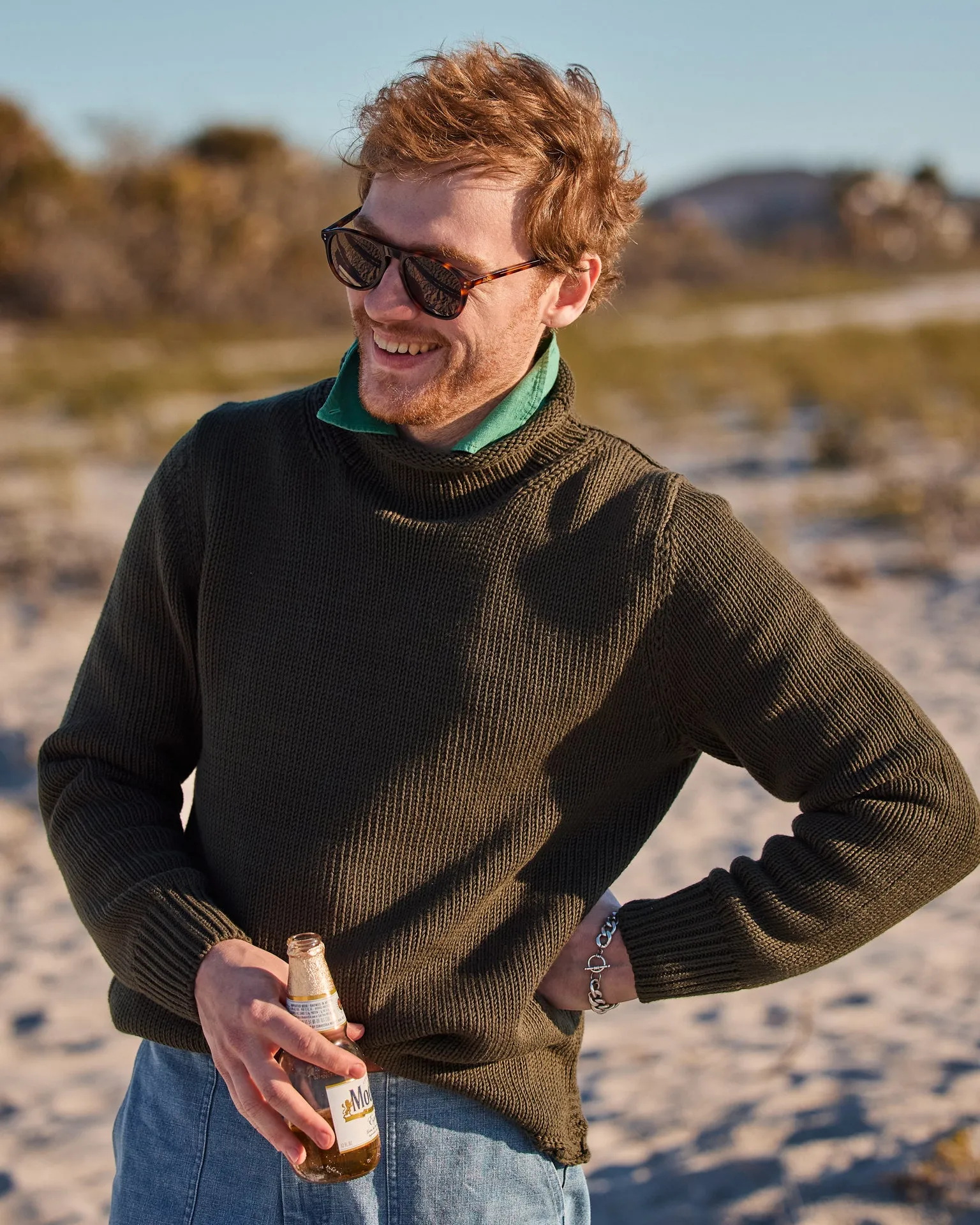 Fisherman's Sweater in Olive warm hug
