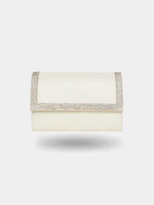 Flapover Clutch With Rhinestones vintage detail