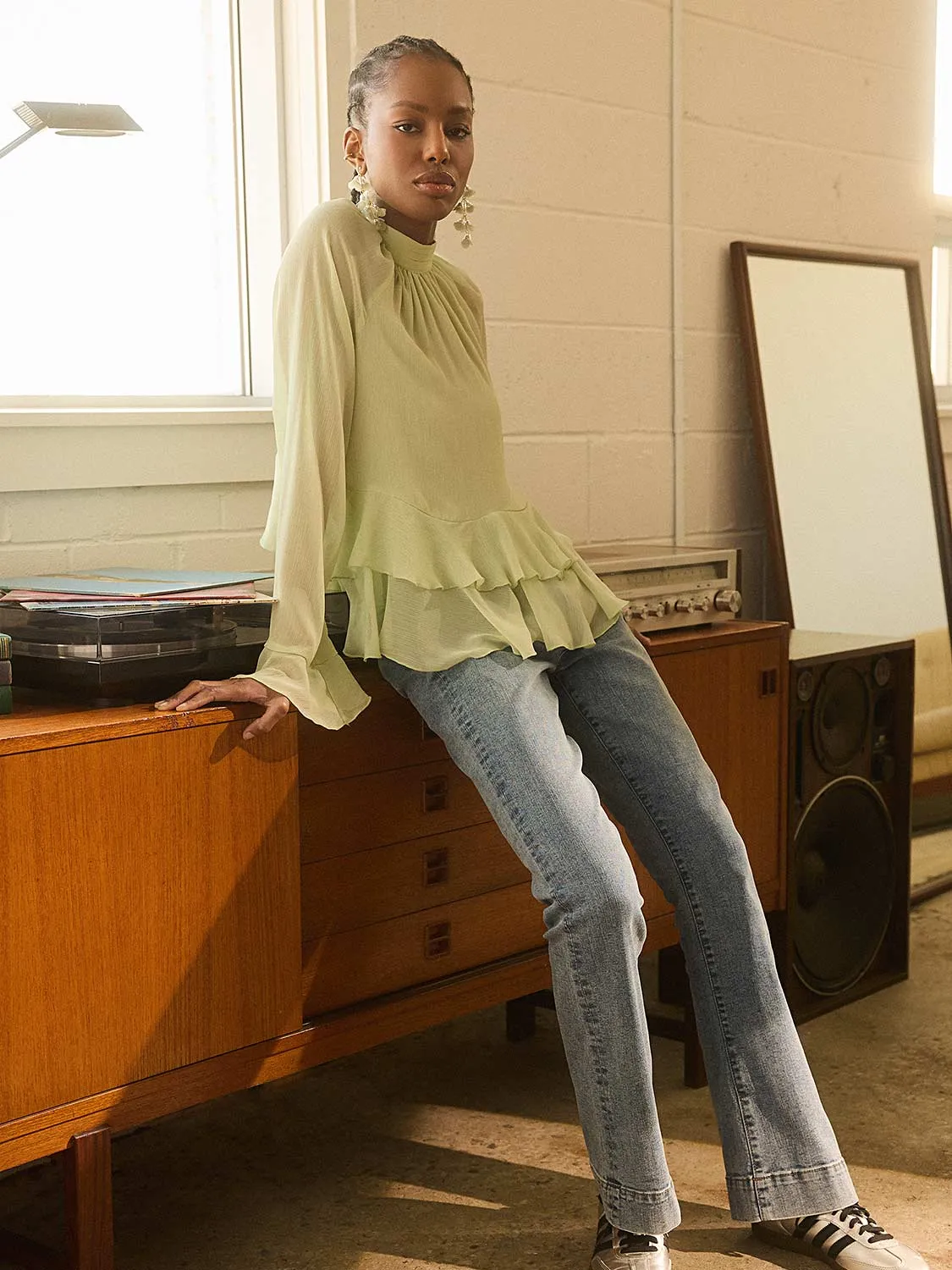 Flare Leg Jeans multi pocket