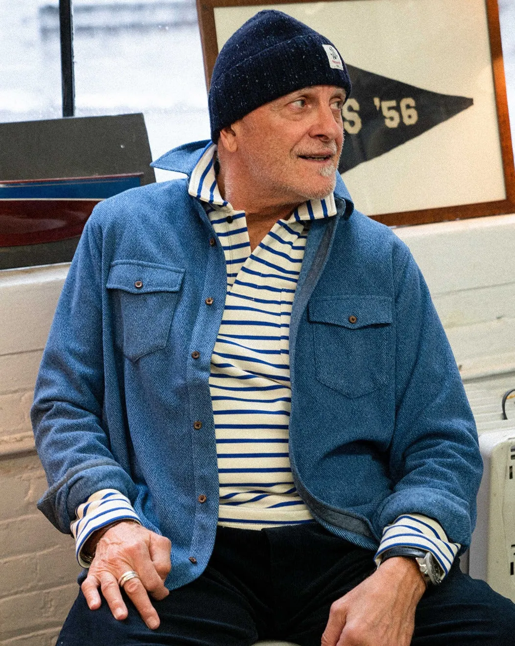 Fleece Overshirt in Ice Blue Comfy Line