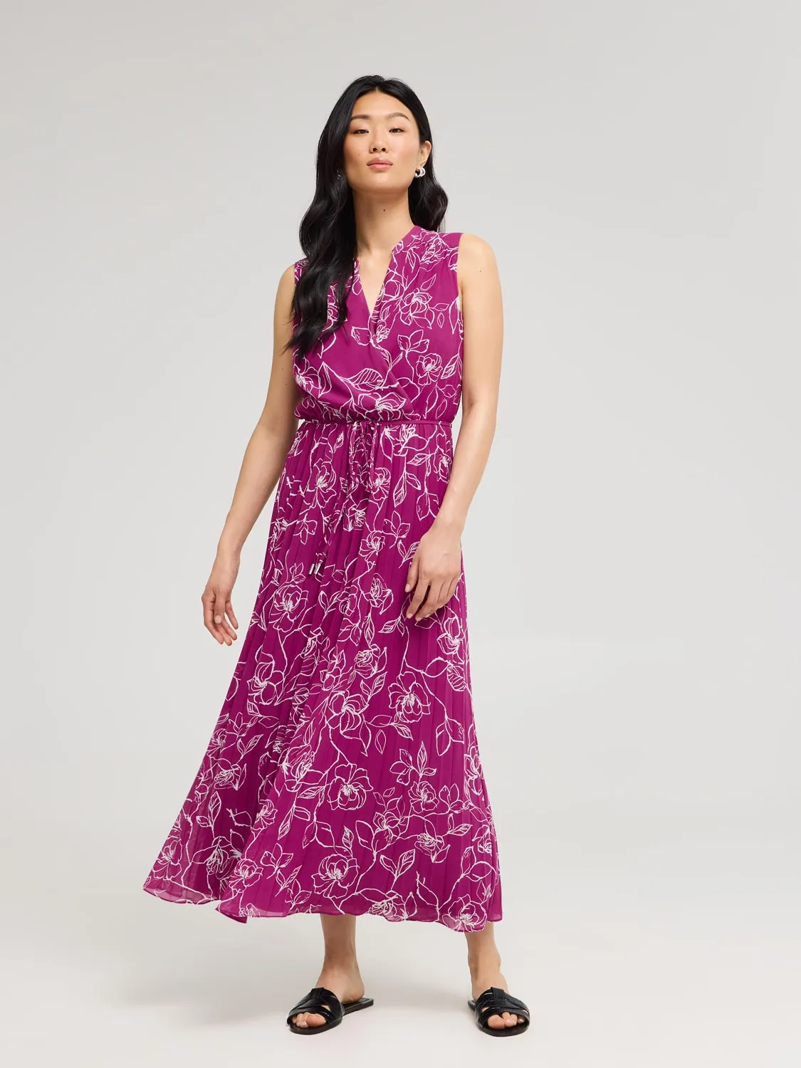 Floral Chiffon Cross-Front Midi Dress everyday elegance